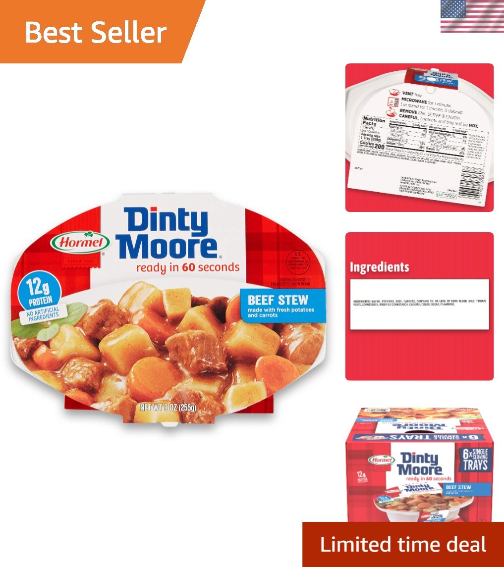 HORMEL Beef Stew, 6 Pack of 9-Ounce Meals with Hearty Chunks and Rich Gravy