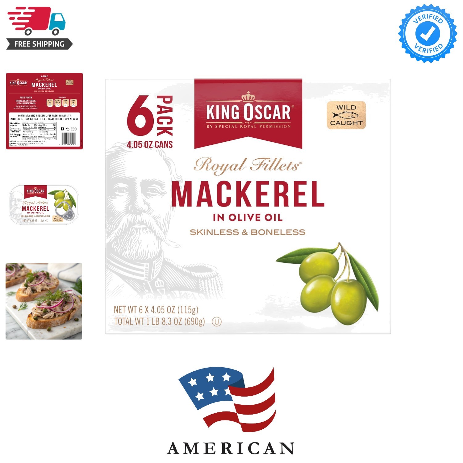 Mackerel in Olive Oil, 4.05 Ounce Can Pack of 6, Packaging May Vary, Skinless…