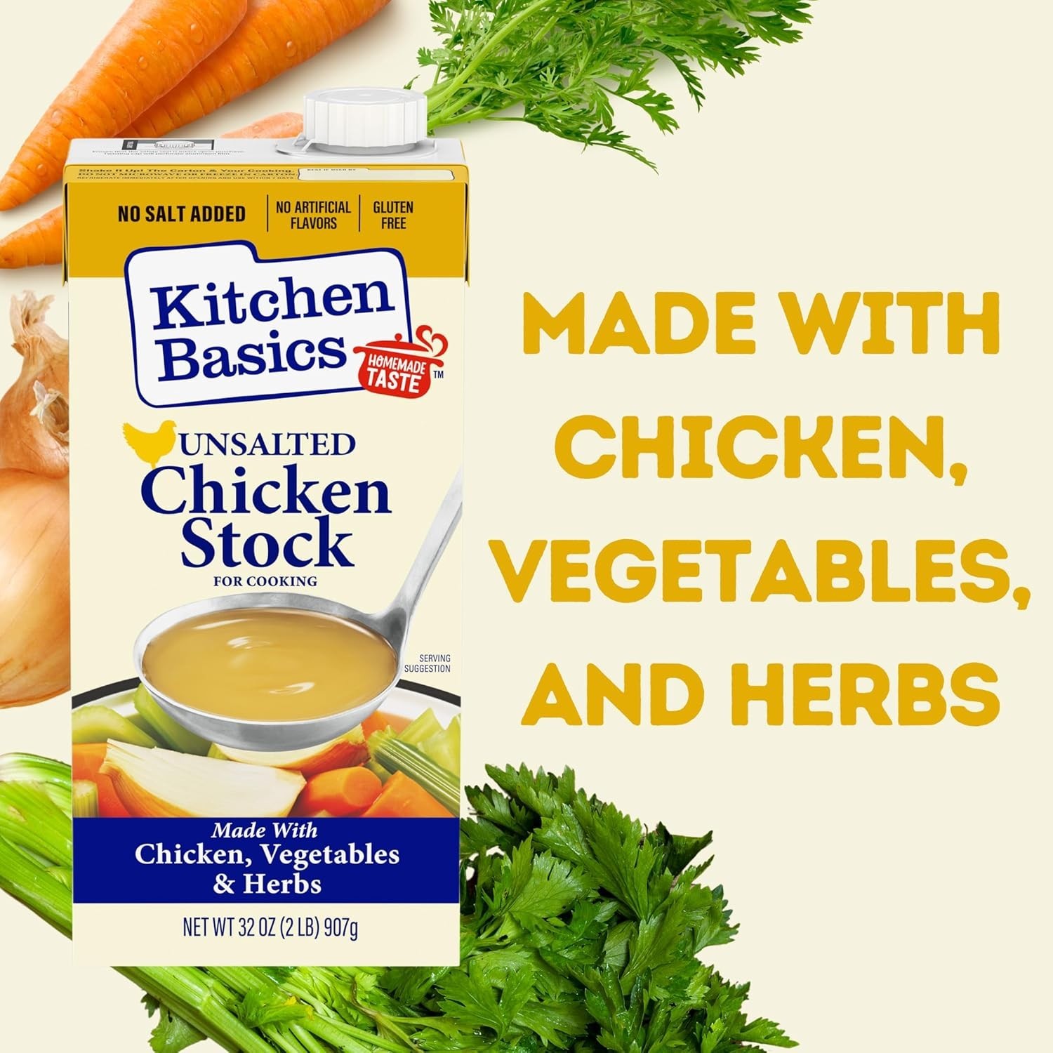 Unsalted Chicken Stock – 32oz Carton, Pack of 12