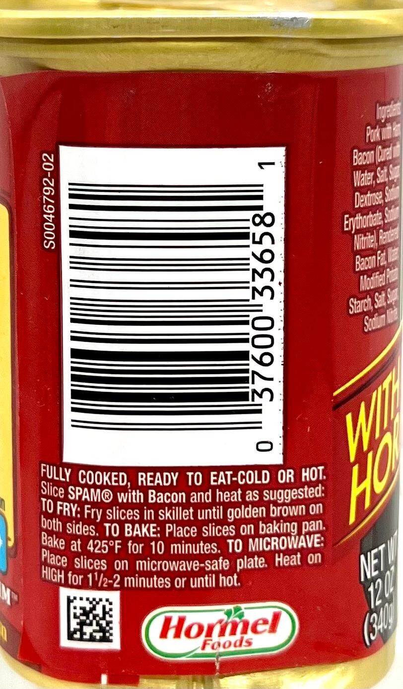 Spam Bacon Luncheon Meat 12 oz ( Pack of 6 )