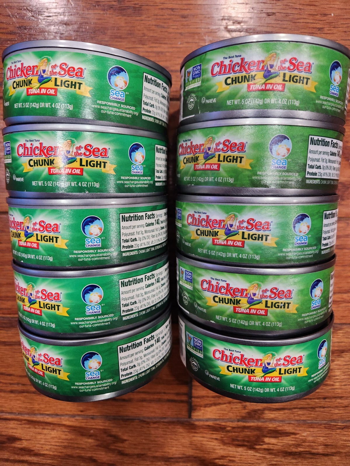 10 PACK CANS CHICKEN OF THE SEA CHUNK LIGHT TUNA IN OIL NET WT 5 OZ EA. 12/2025