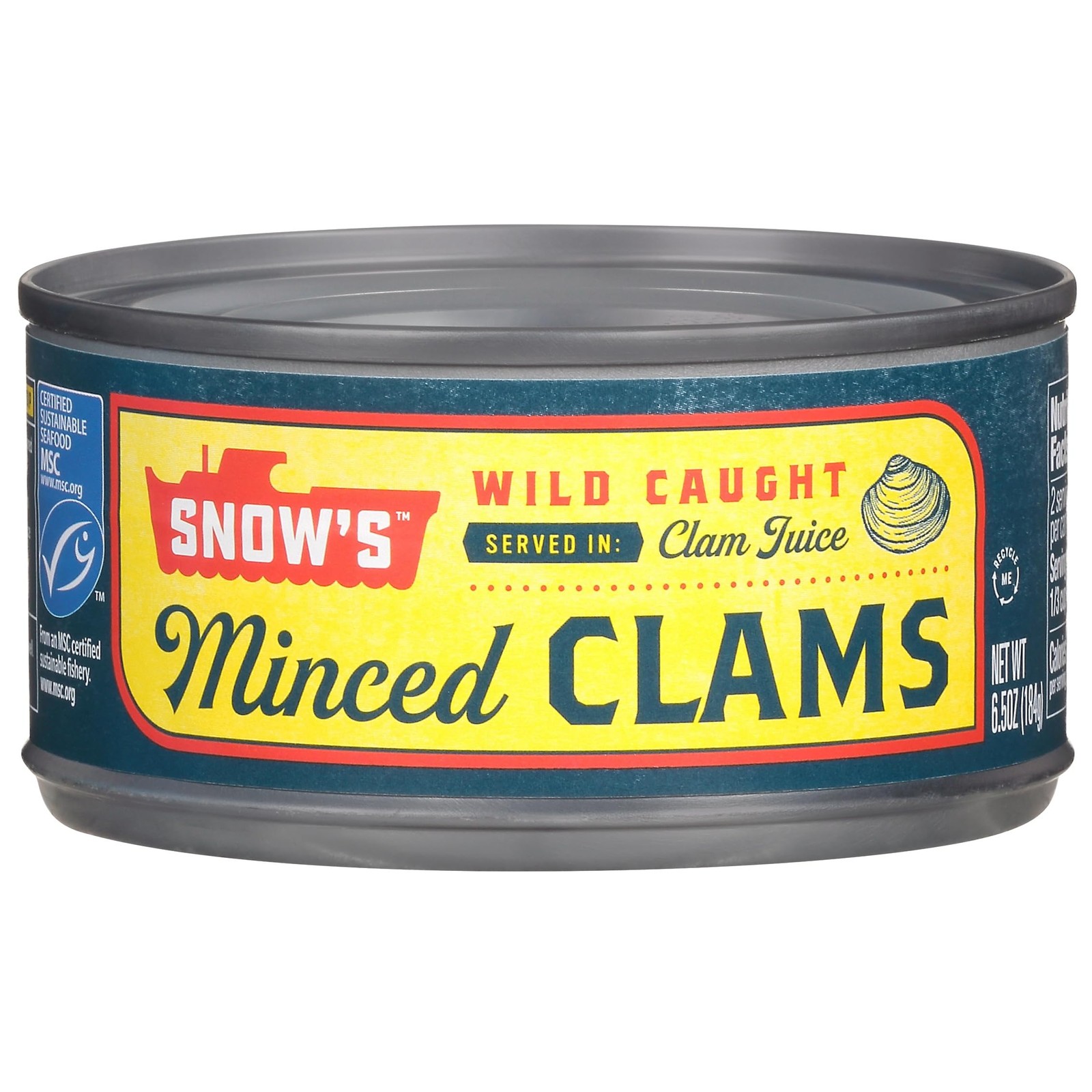 Snow’s Wild Caught Minced Clams Canned, 6.5 oz Can Pack of 1 5g Protein Per …