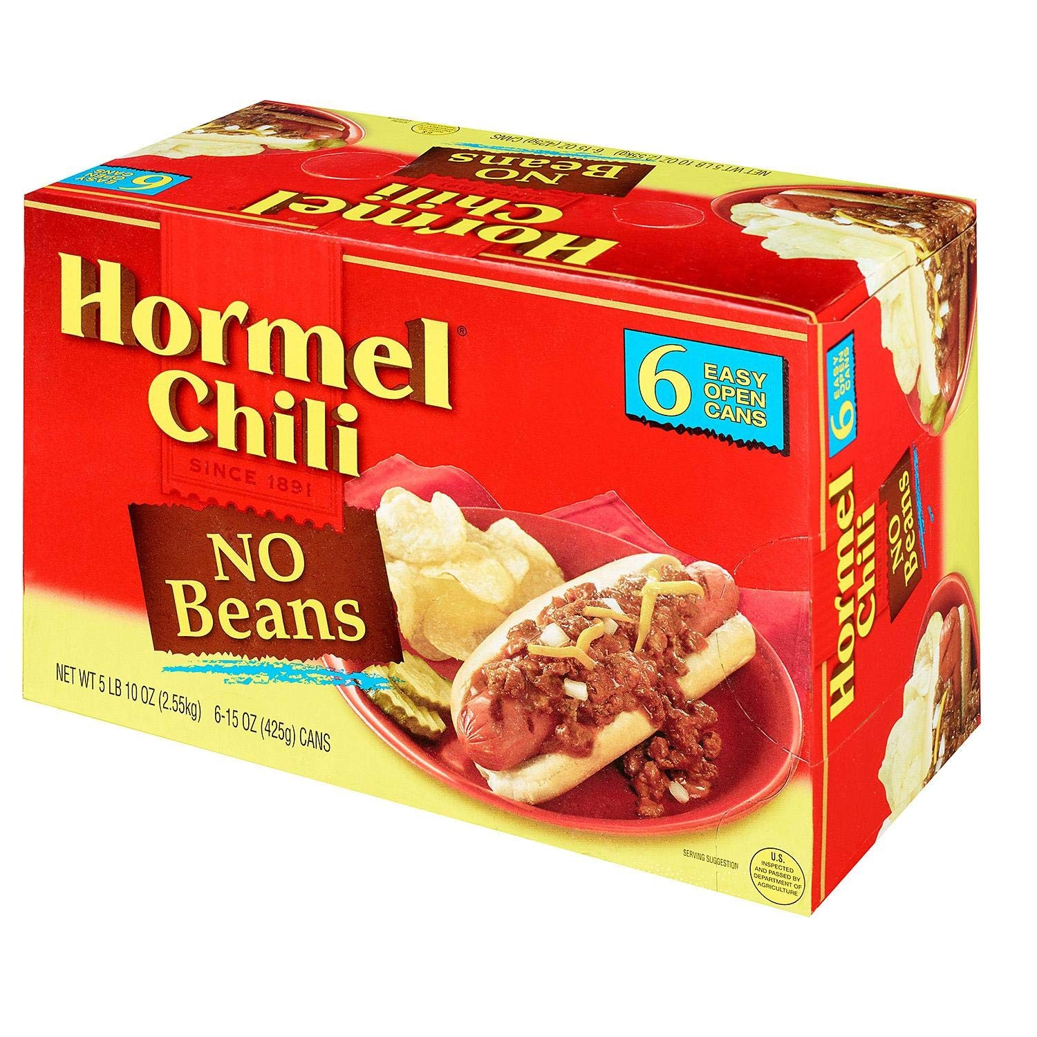 Hormel Chilli No Beans Easy Open Can, 6 Count, 15 Ounce