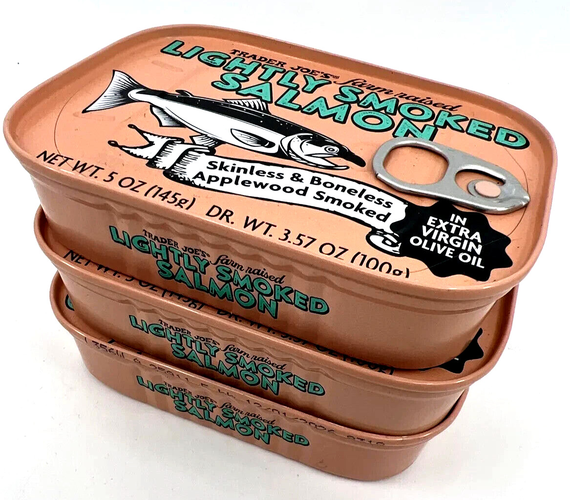 3X Trader Joe’s Light Smoked Salmon 5oz In EVOO Extra Virgin Olive Oil Delicious