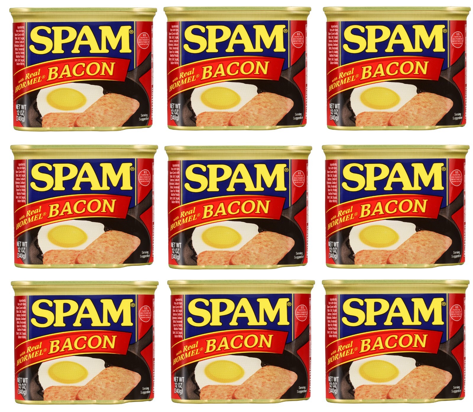SPAM Bacon Enhanced Luncheon Meat – Protein-Rich, Fully Cooked, 12 oz (9 – Pack)