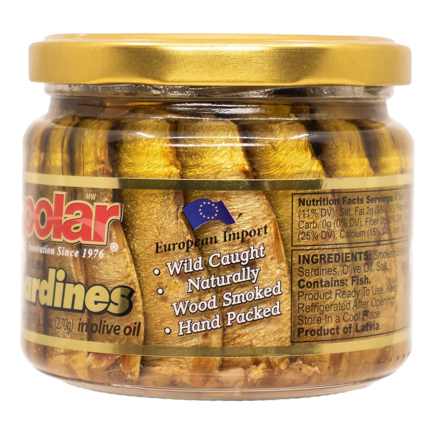 MW Polar Naturally Alder Wood Smoked Brisling Sardines 9.5 Ounce (Pack of 6)