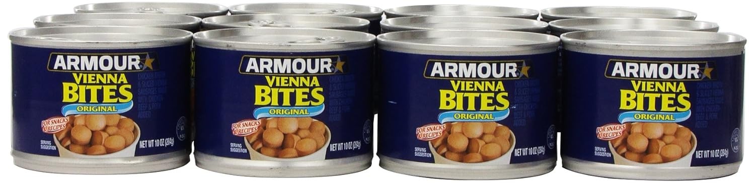 12-Pack Armour Star Vienna Sausage Bites, Original Flavor, Canned Sausage, 10 OZ