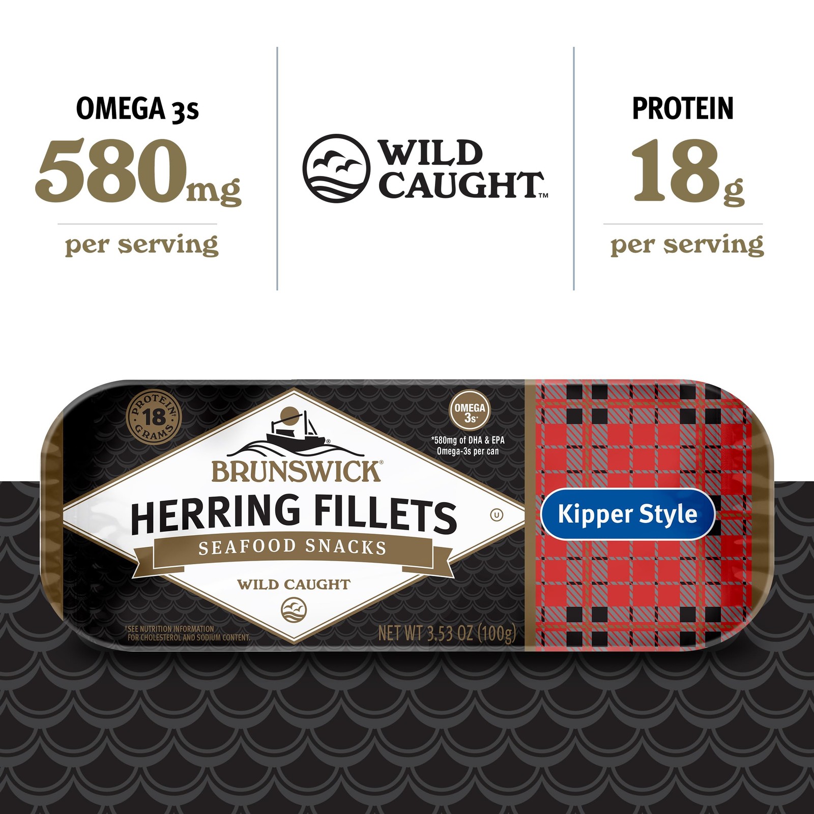 Brunswick Boneless Kipper Style Herring Fillets, 3.53 Ounce (Pack of 12)