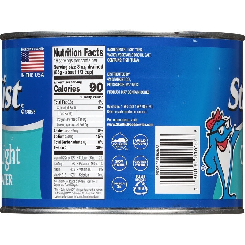 Chunk Light Tuna Water 4lb Jumbo Can Dolphin Safe High Protein Gluten Free New