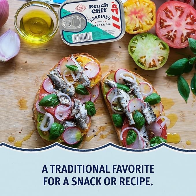 Beach Cliff Wild Caught Sardines in Soybean Oil, 3.75 oz Can (Pack of 12) – 1…