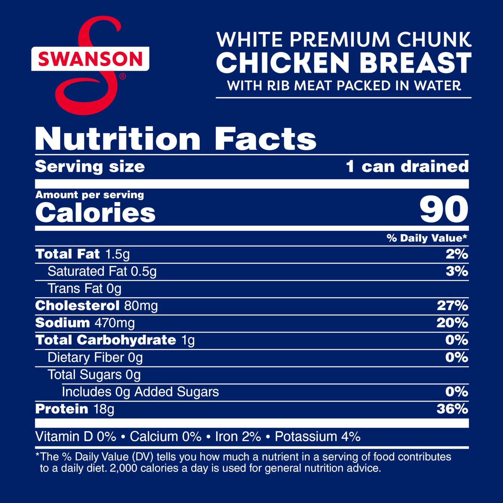 Swanson White Premium Chunk Canned Chicken Breast 🥪 4.5 OZ Can (Pack of 8)