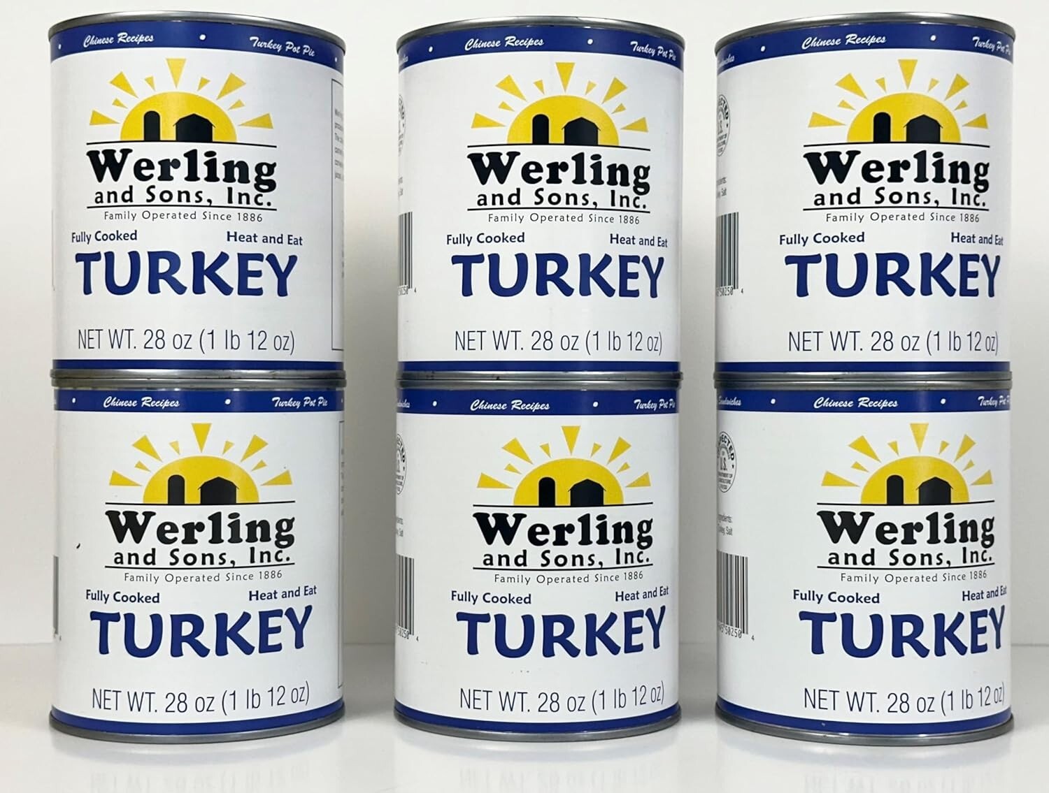 6 Cans Pack – Werling & Sons Fully Cooked Canned Turkey Meat 28 Oz Heat & Eat