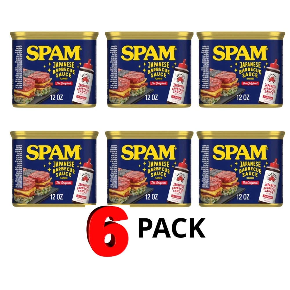 6 Pack SPAM BACHAN’S Japanese BBQ Sauce Flavored, 12 oz Can
