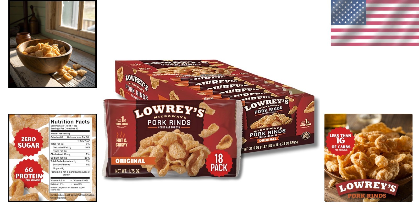 Delicious Bacon Curls Pork Rinds – Microwavable, 18 Pack, Family-Friendly Snack