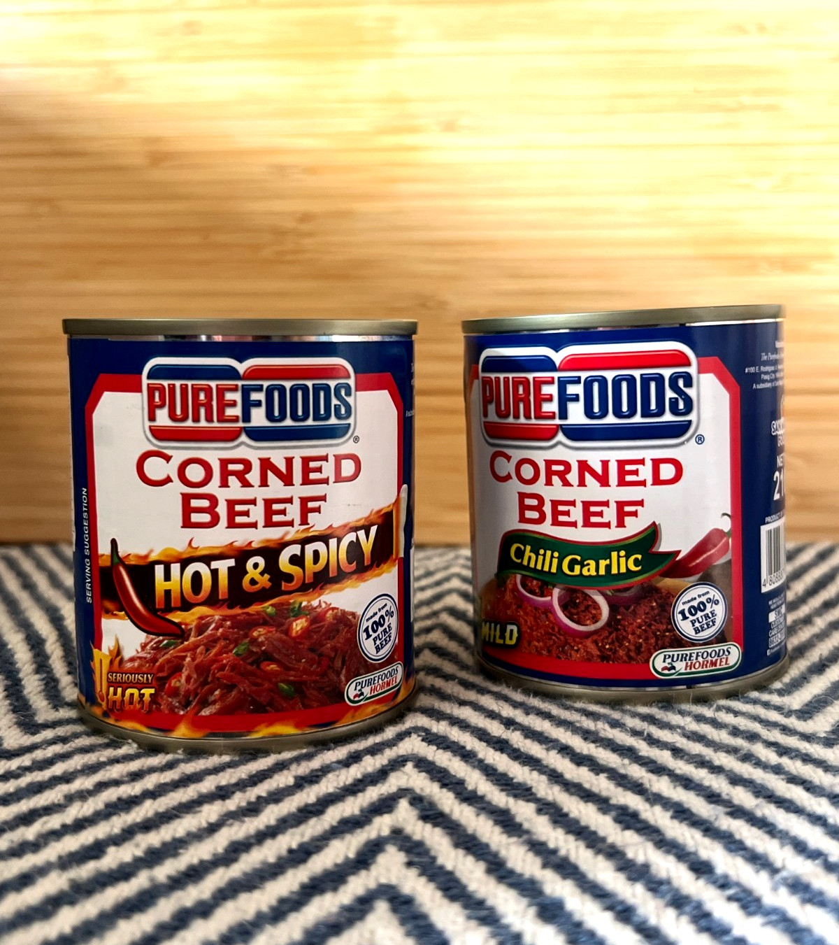 Purefoods Corned Beef Hot & Spicy and Chili Garlic (210g) NEW! Philippines