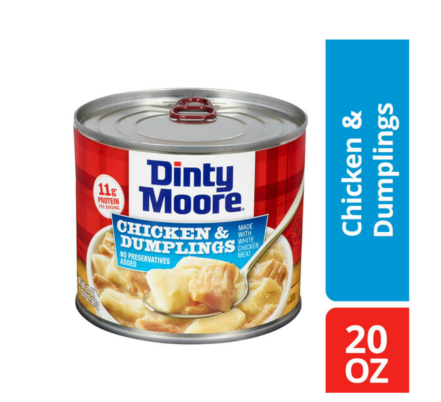 Dinty Moore Chicken Dumpling 8 Pack 20oz Cans Shelf Stale 11g Protein Bulk Meal