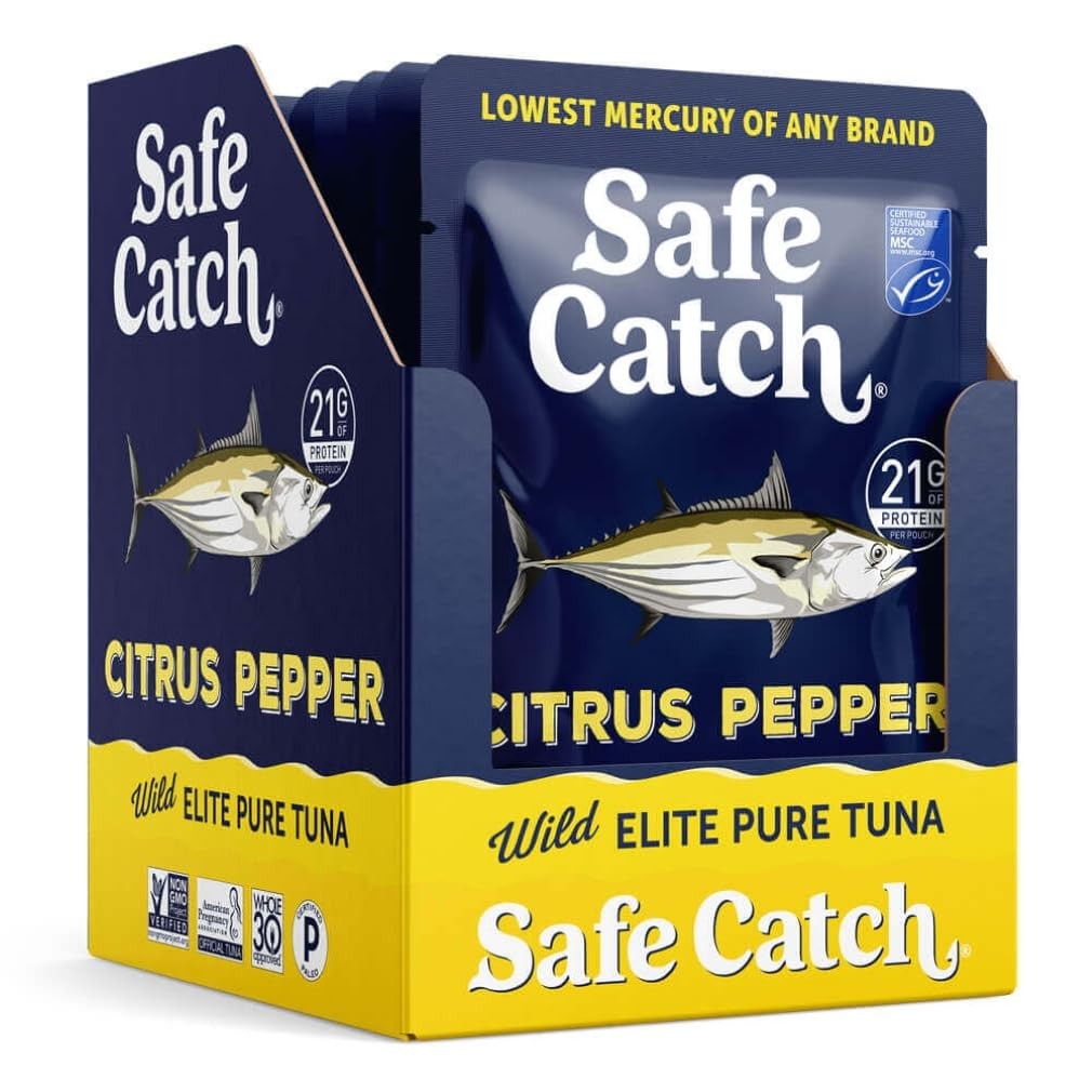 Safe Catch Elite Lowest Mercury Wild-Caught Tuna Pouch Citrus Pepper Seasoned…