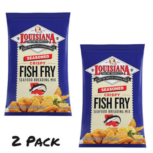( 2 Pack ) Louisiana Fish Fry Products Seasoned Fish Fry 22 oz (Seafood