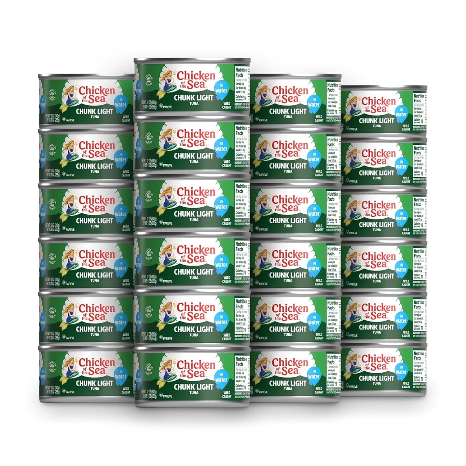 Chicken of the Sea Wild Caught Chunk Light Tuna 12oz Cans 24-Pack