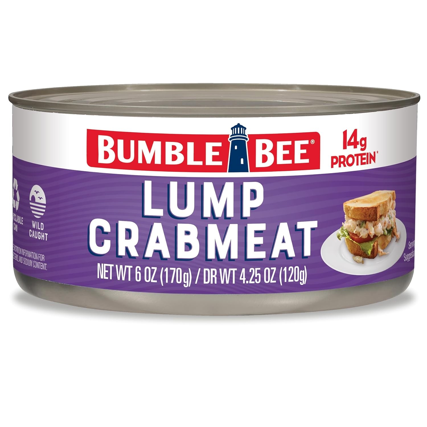 Lump Crab Meat 6 oz Can – 14g Protein & 1g Carb Per Serving – Wild Caught Small