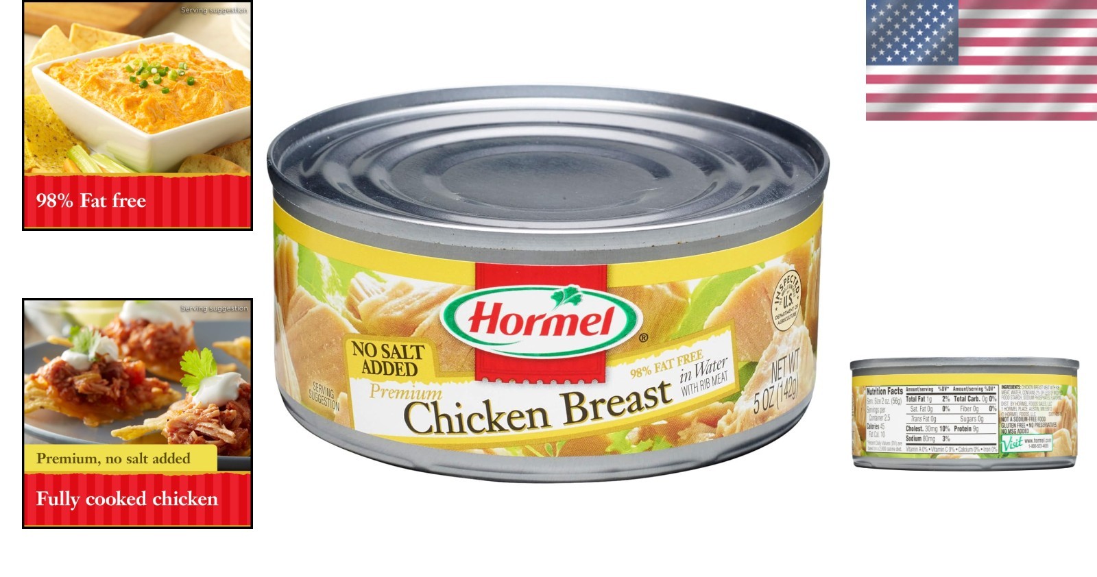 Gluten-Free No Salt Added Canned Chunk Chicken Breast – 5oz x 12 Pack