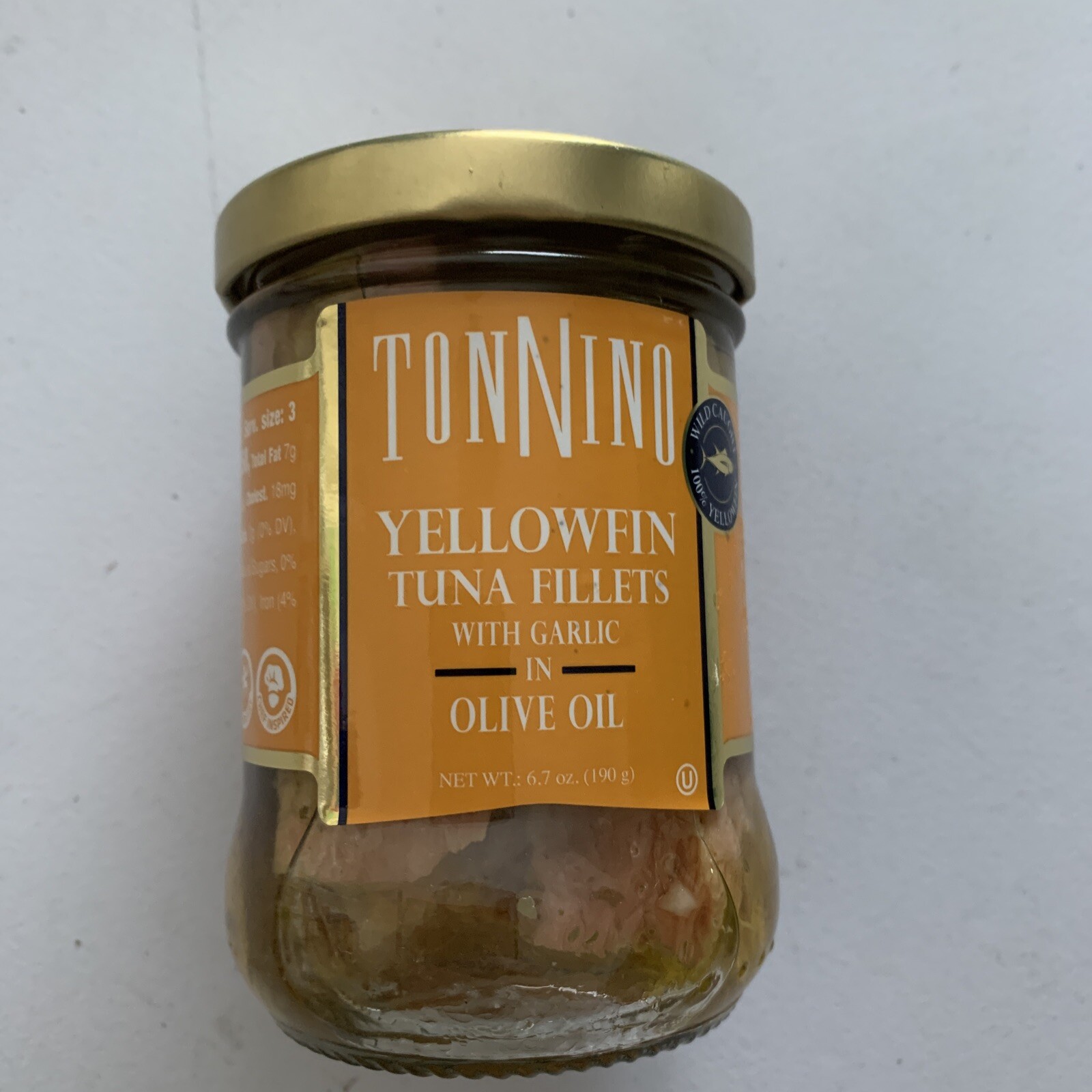 3X Tonnino Tuna Fillet Olive Oil Garlic Fad Free, 6.7 Ounce