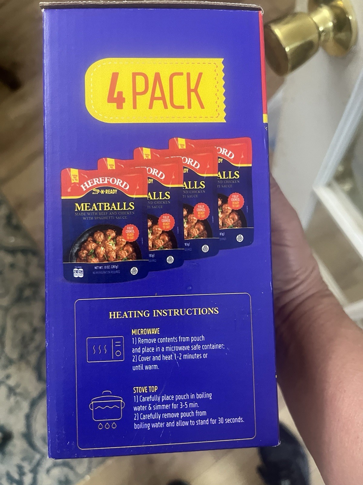 Hereford Meatballs w/ Spaghetti Sauce, 4 Pack, Fully Cooked, Shelf Stable, GF