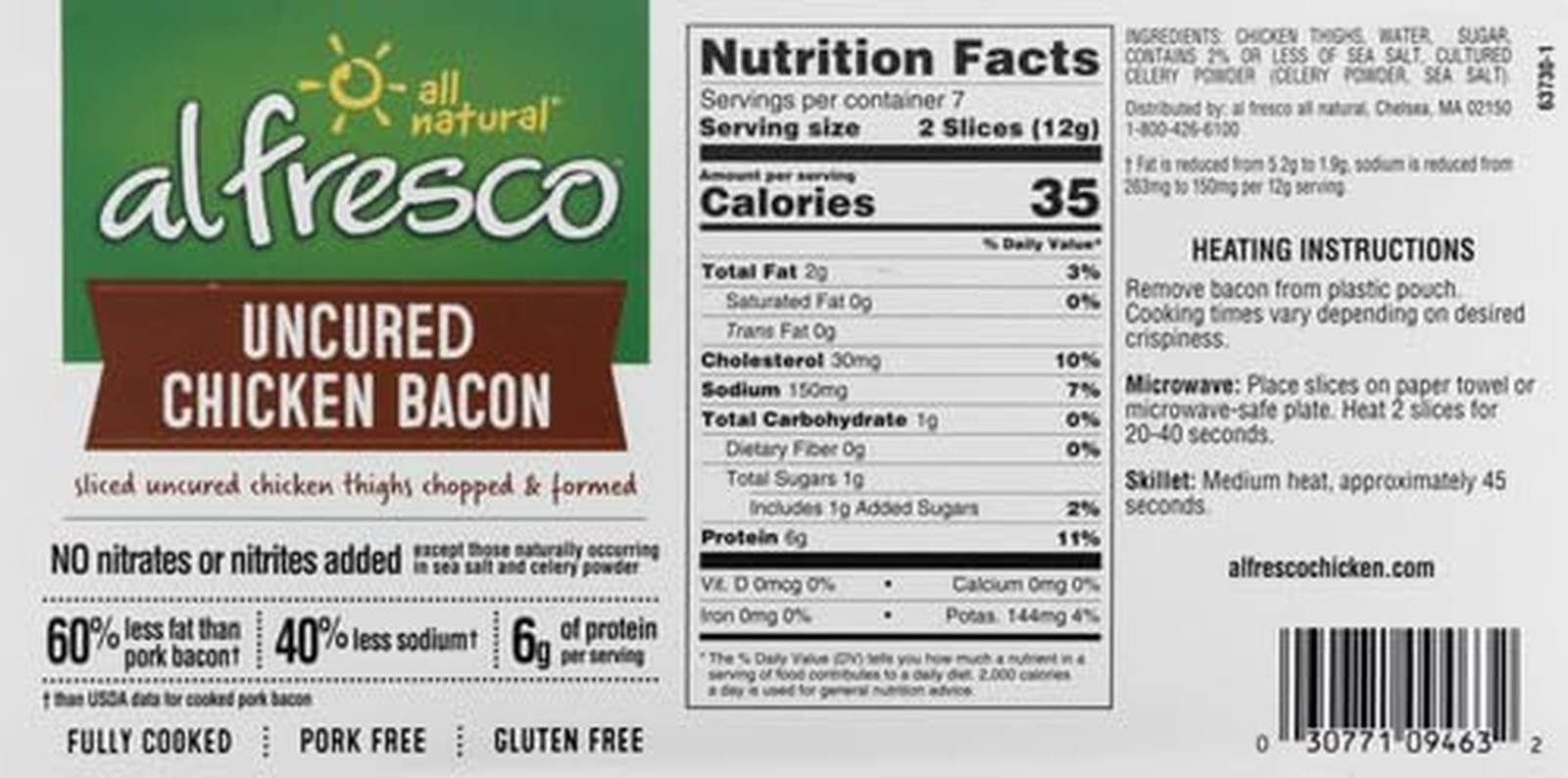 Fully Cooked Uncured Chicken Bacon 3 Oz