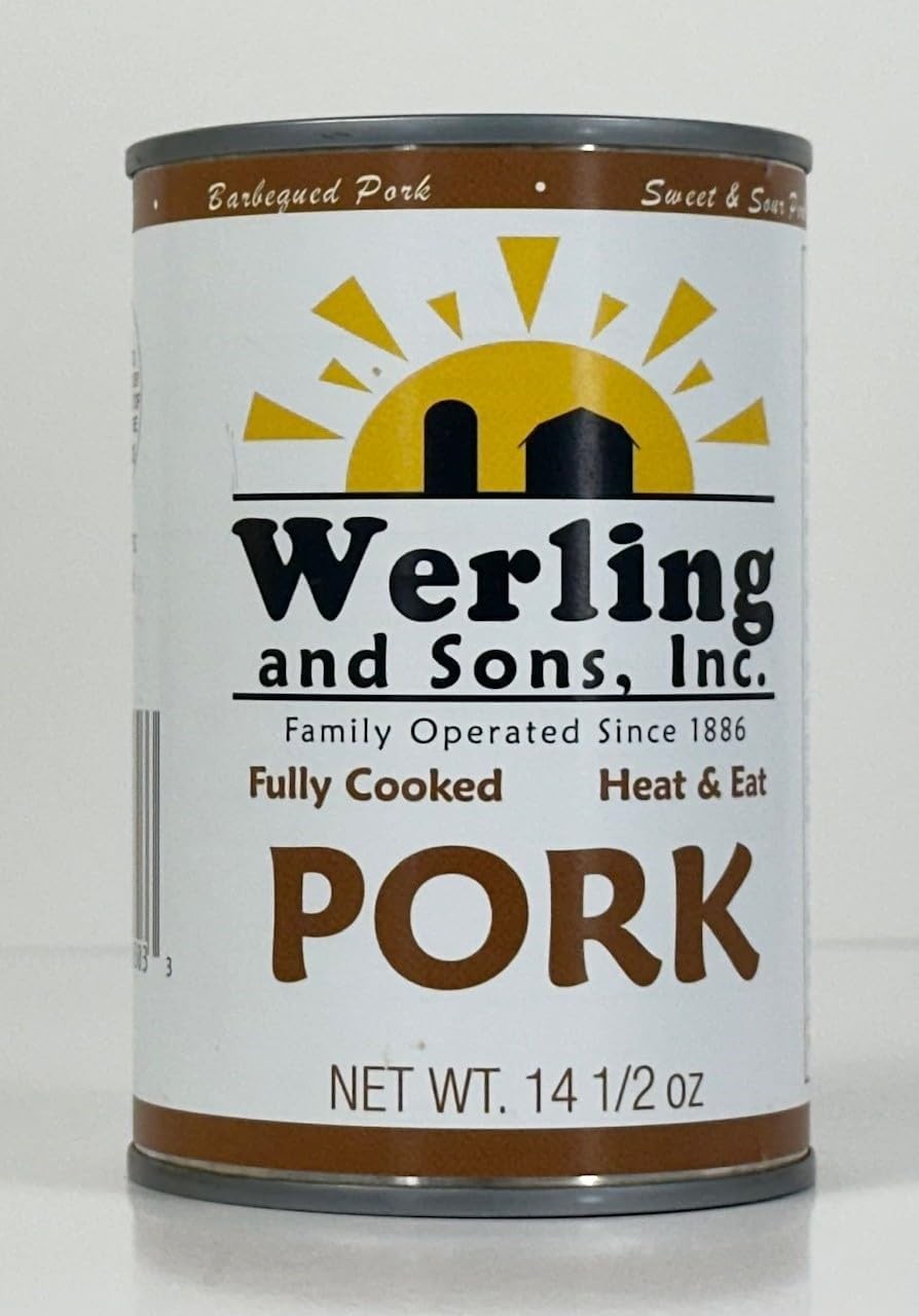 Werling & Sons Canned Pork 14.5 Oz – Fully Cooked Heat & Eat Pack of 12