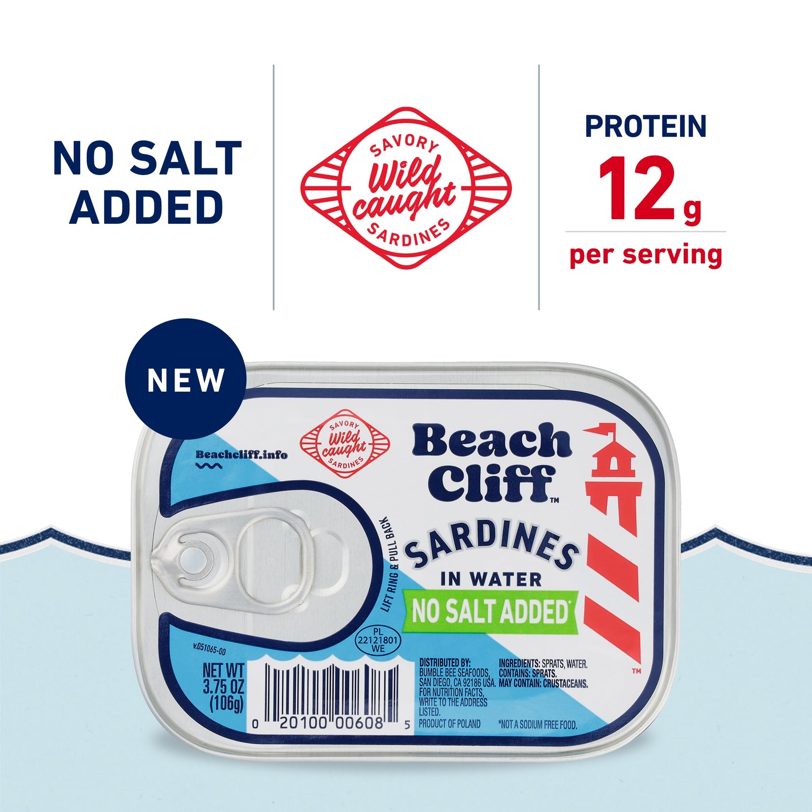 Wild Caught Canned Sardines in Water, No Salt Added, 3.75 Ounce (Pack of 12) …