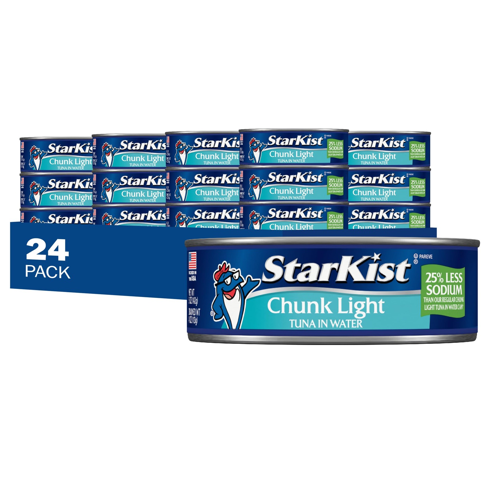 25% Less Sodium Chunk Light Tuna in Water – 5 oz Can (Pack of 24)