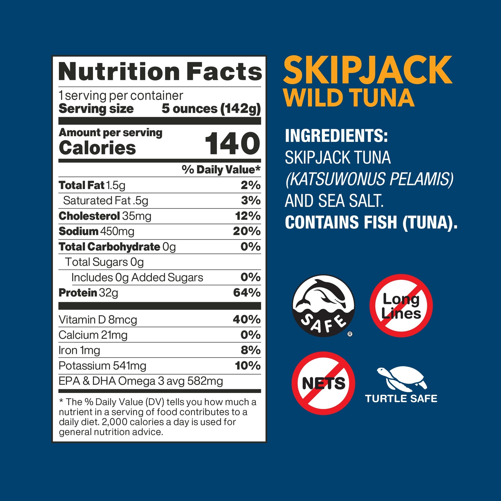 Wild Planet Skipjack Wild Tuna, Sea Salt, Pole & Line Sustainably Caught, Non-GM