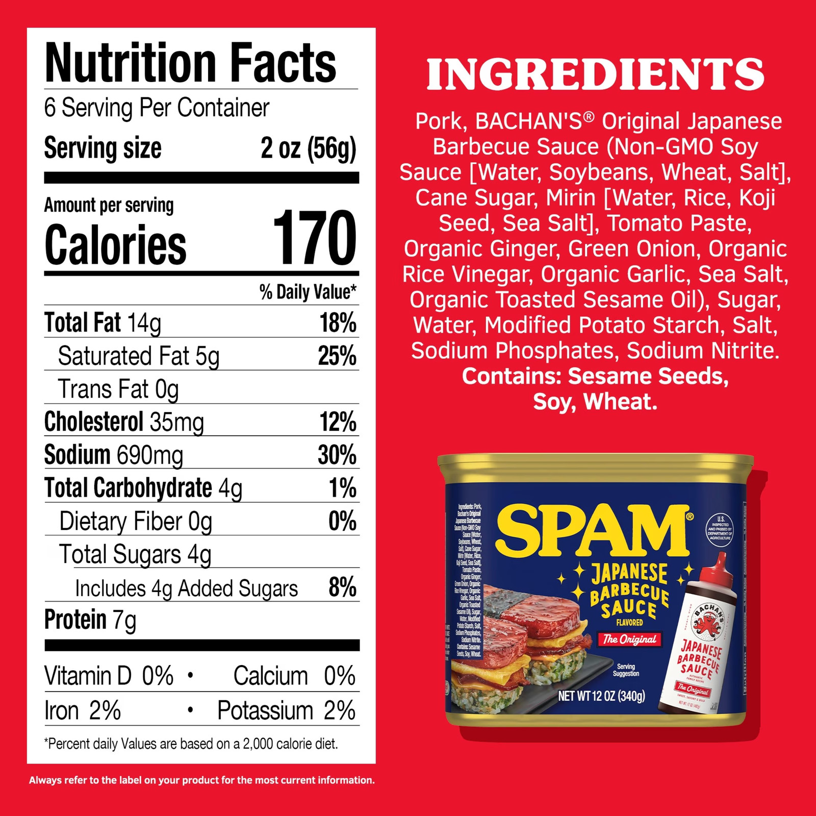 Japanese BBQ Sauce Flavored Canned Meat 12 oz Can Pantry Food Sandwich Lunch