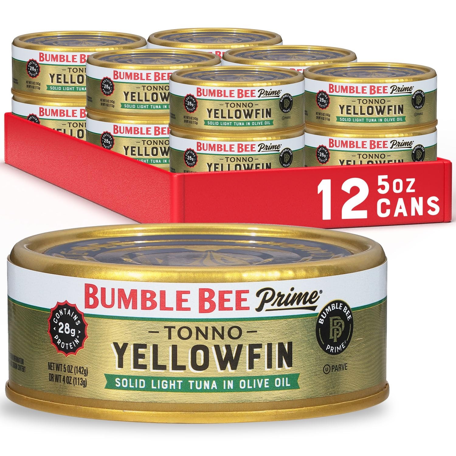 Bumble Bee Prime Tonno Tuna In Olive Oil, 5 oz Easy Open Cans Pack of 12 Pre…