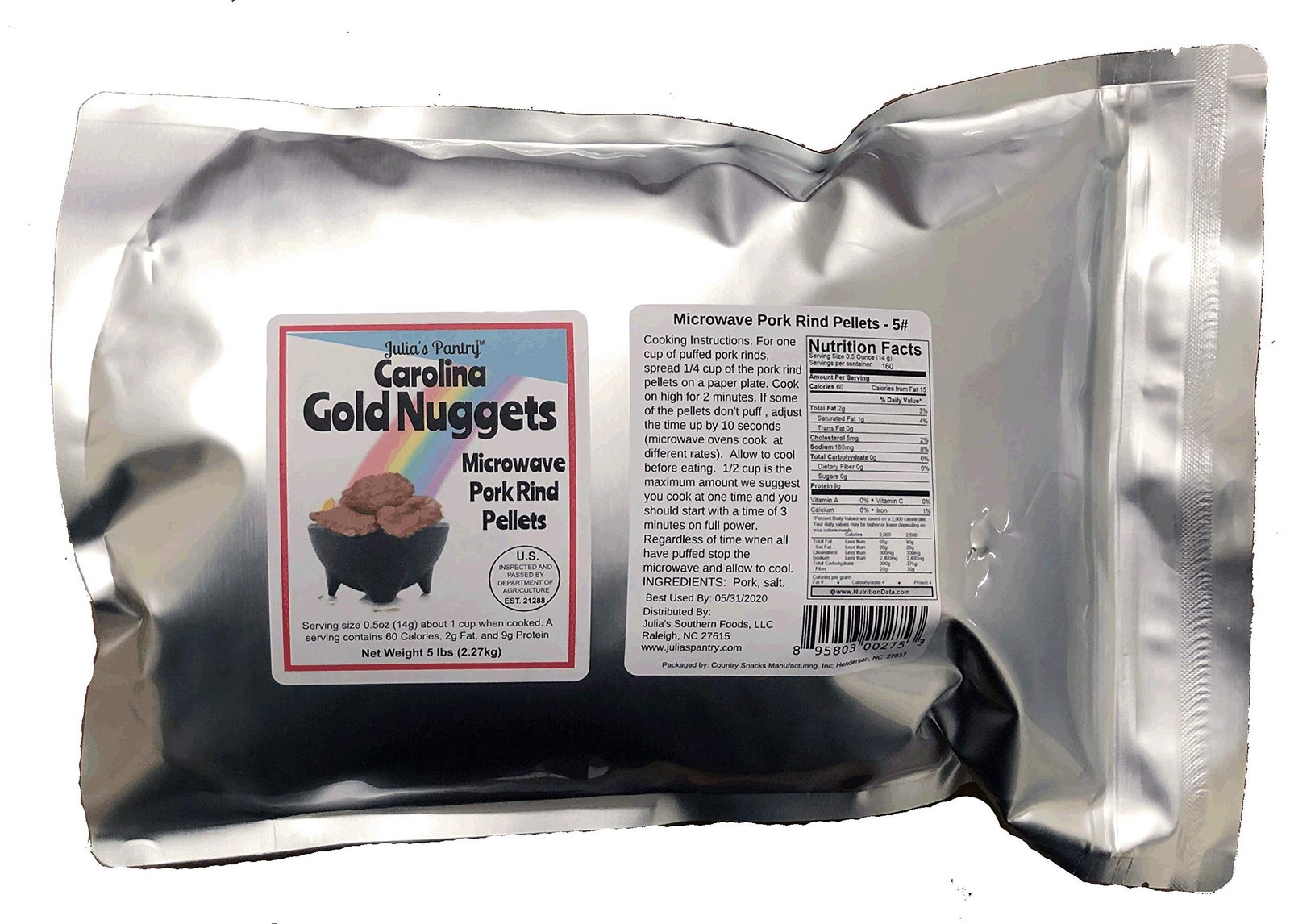 Microwave Pork Puffies Pork Rinds, Original, 5 Lb