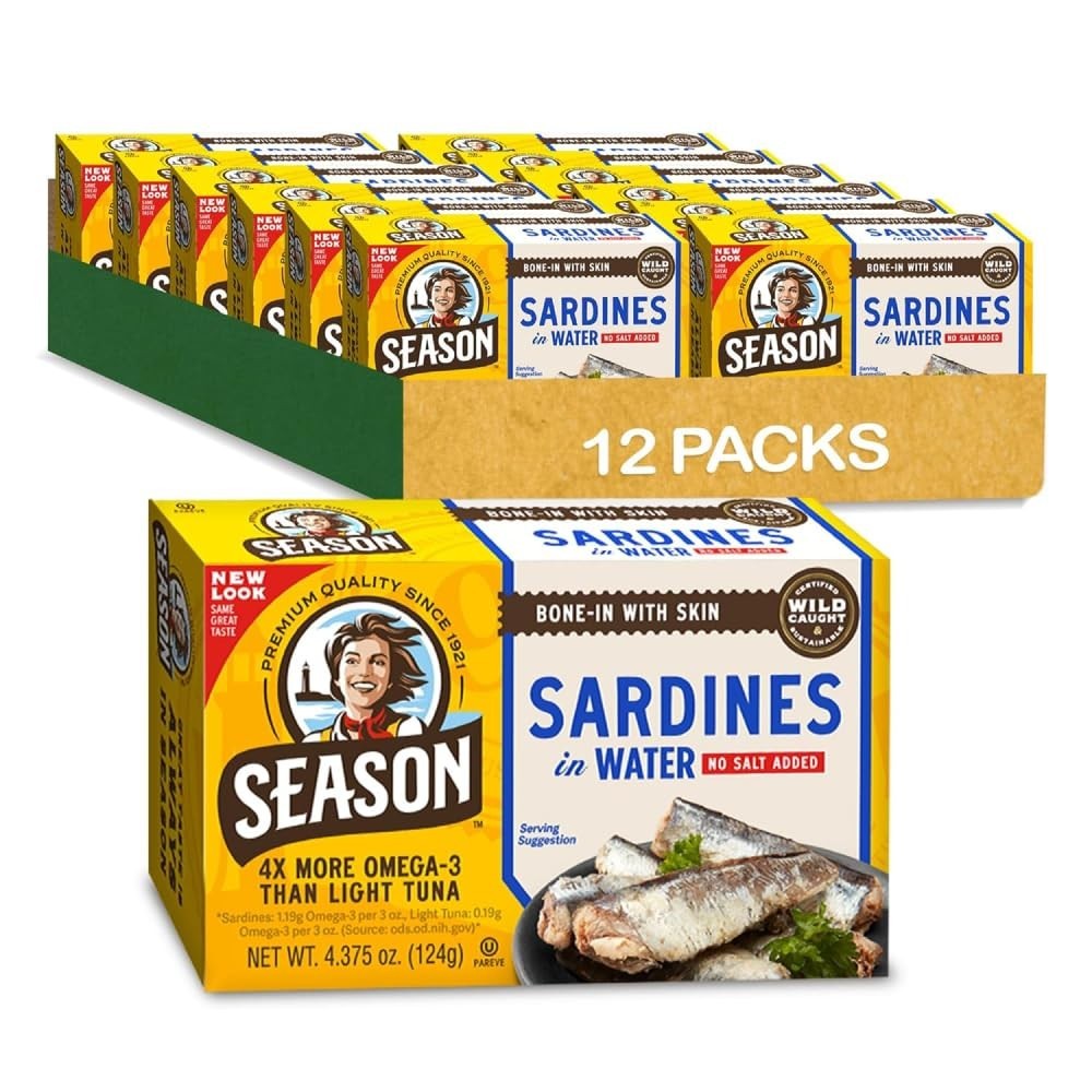 No Salt Added Sardines – Wild Caught, Keto Snacks, 12-Pack