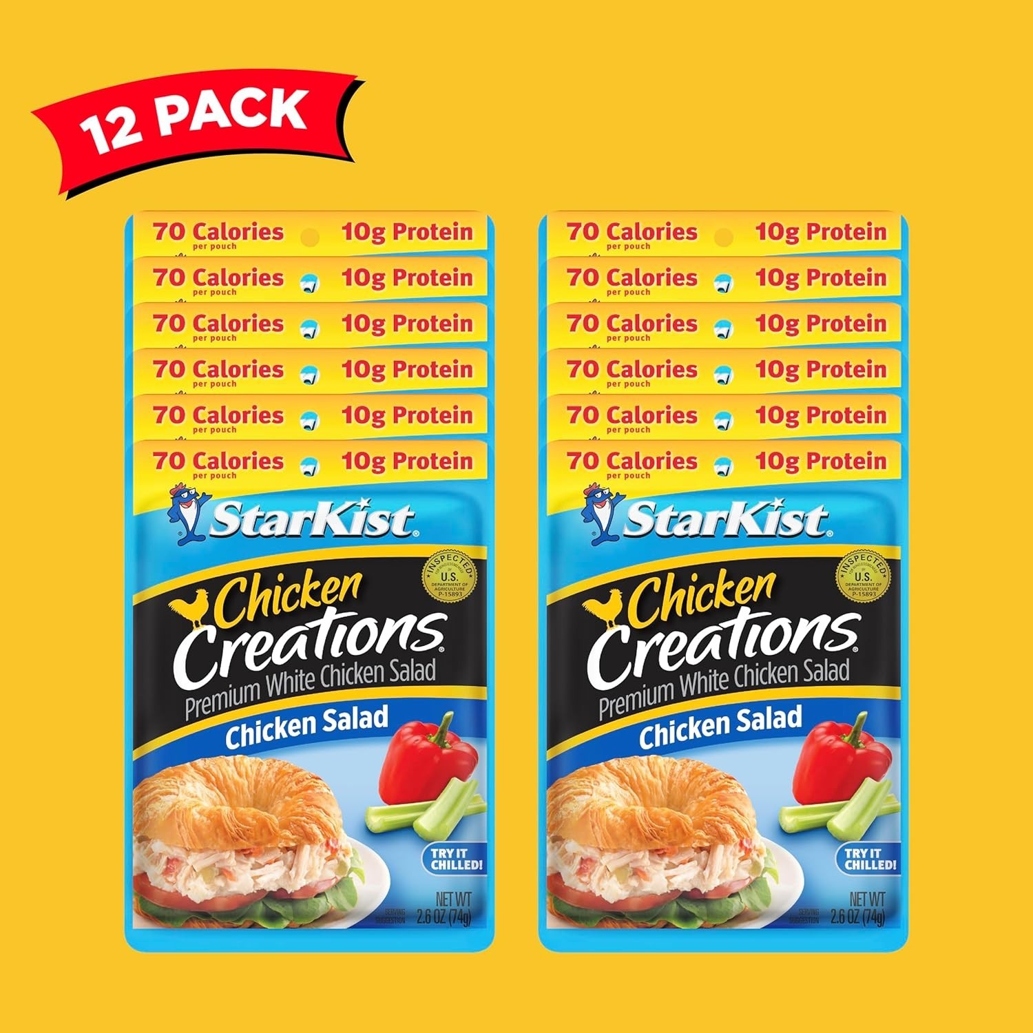 Bulk Chicken Creations Salad Pouches, 2.6 oz Each, Gluten-Free & Ready-to-Eat