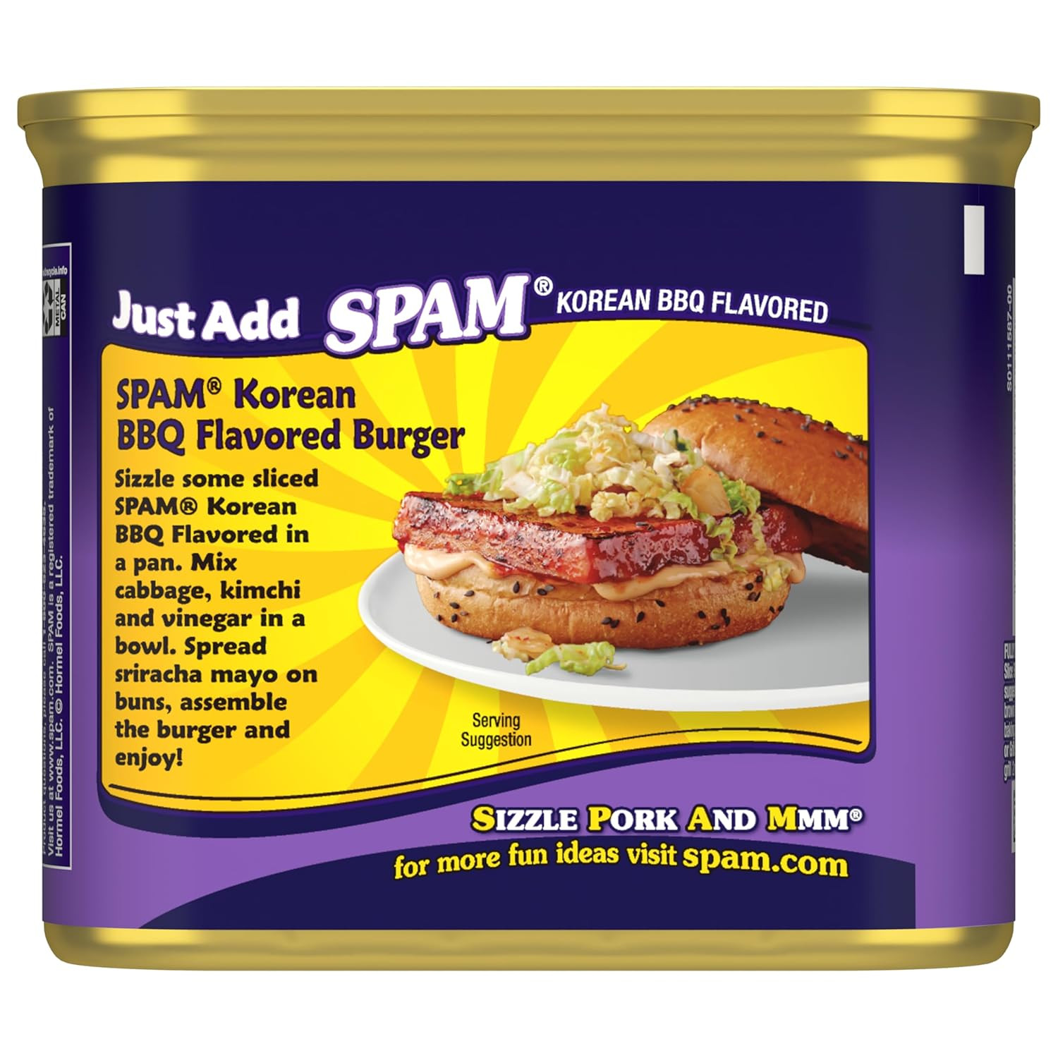 SPAM Korean BBQ Flavored Canned Meat, Shelf Stable Pork with Ham, 12 oz Can