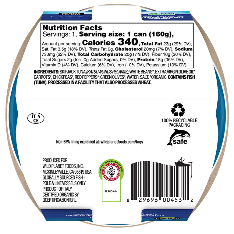 Wild Planet Salad Tuna White Bean 5.6 oz (Pack of 9)
