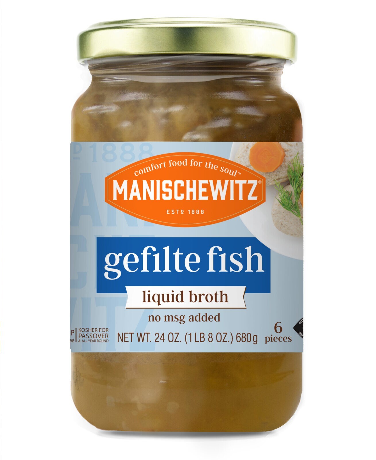 Manischewitz Gefilte Fish in LIQUID Broth (Non-Jelled) 24 Oz. (1 Jar)