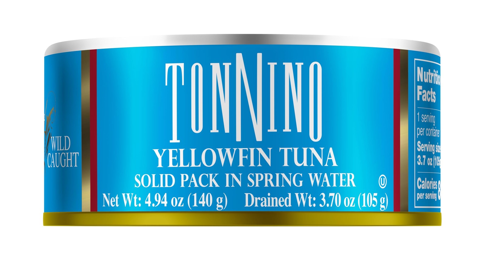 Tonnino Yellowfin Tuna Solid Pack Spring Water 12 Cans Pole & Line Protein