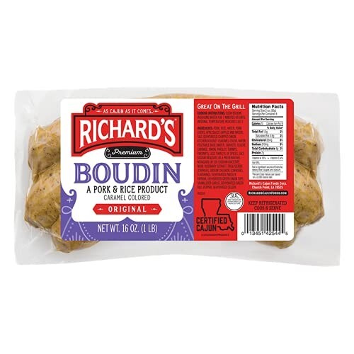 Richard’s Premium Boudin Sausage 16 Oz (4 Pack)