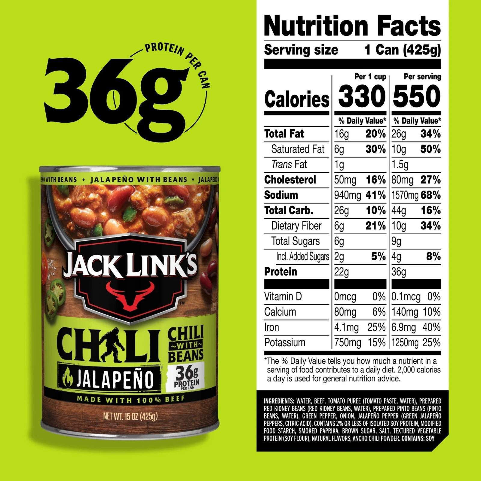 Jack Link’s Jalape�o Chili Beans Blazin’ Fiery Heat Eat 100% Beef 15 oz (3 Pack)