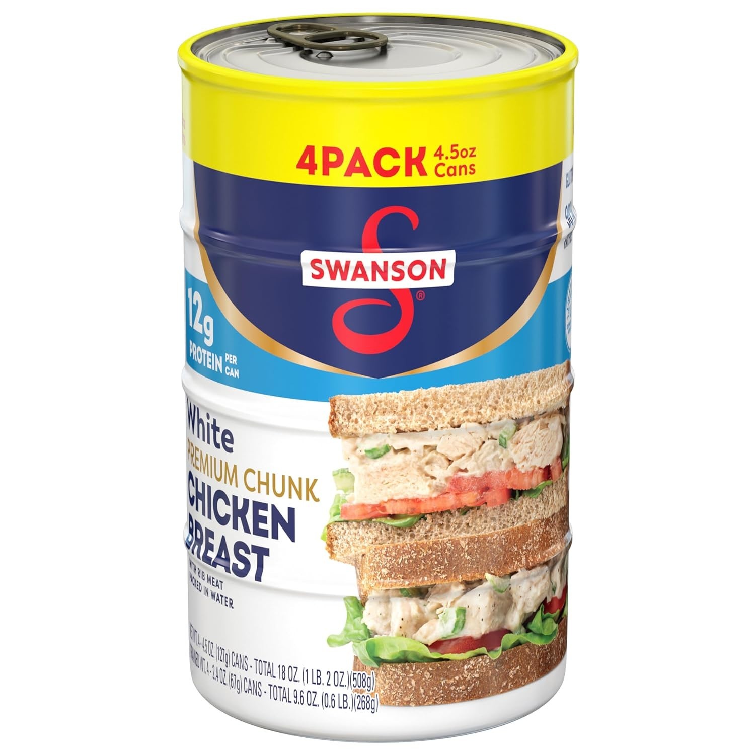Swanson White Chunk Chicken Breast in Water, 4.5oz (Pack of 4)