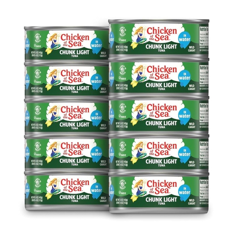 Wild Caught Tuna Fish Canned Water Protein Omega-3 Healthy Meal Prep 10 Pack New