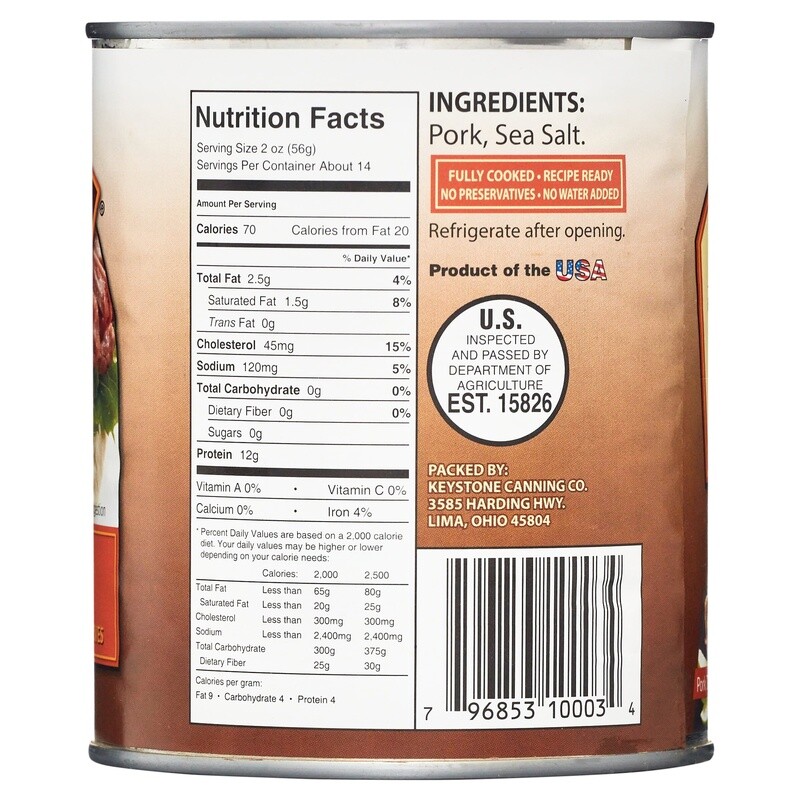 All Natural Canned Pork 28oz Pack High Protein Quick Meal No Preservatives New