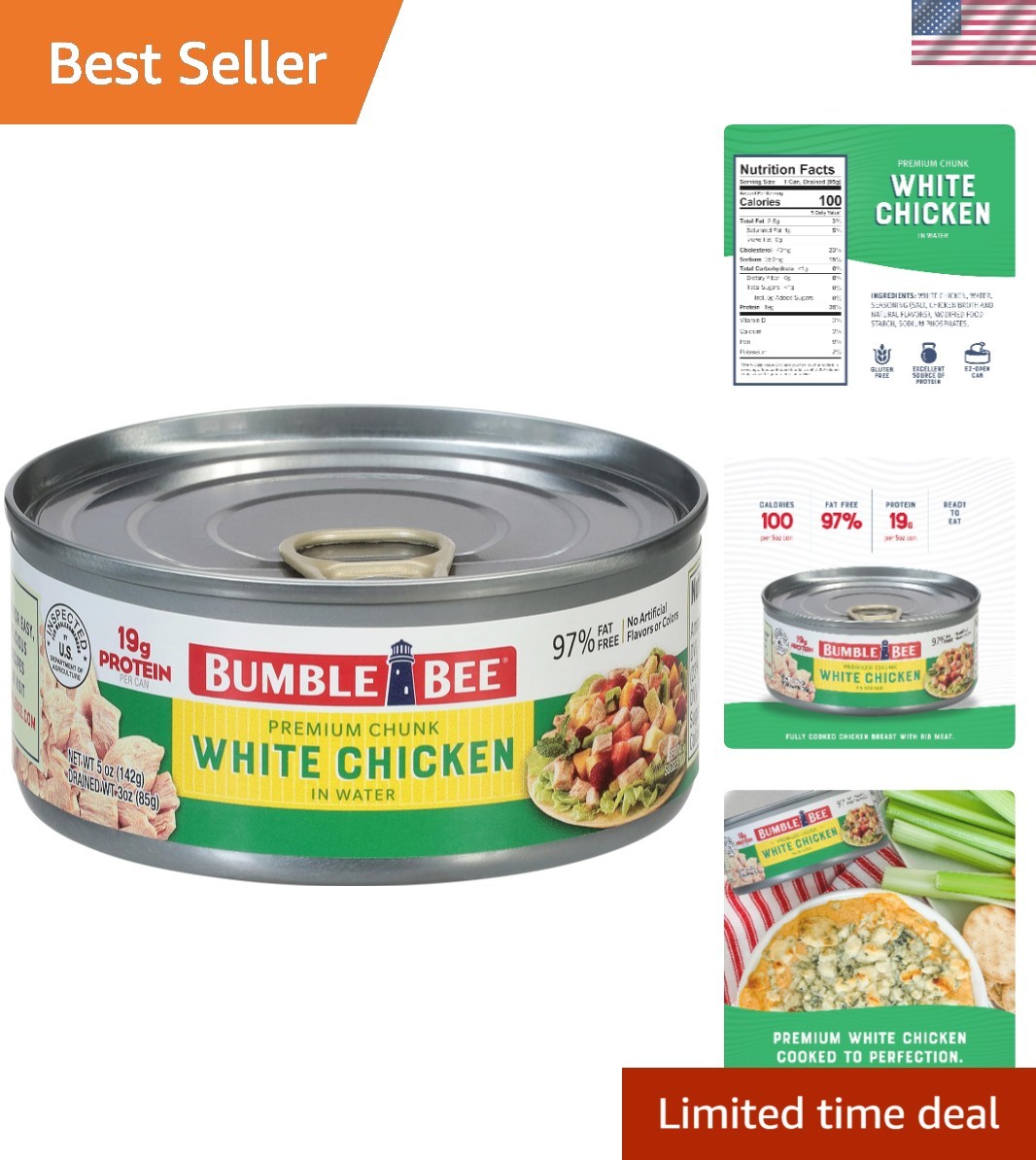 Canned Chicken Breast with 19g Protein – Gluten Free & Keto Friendly