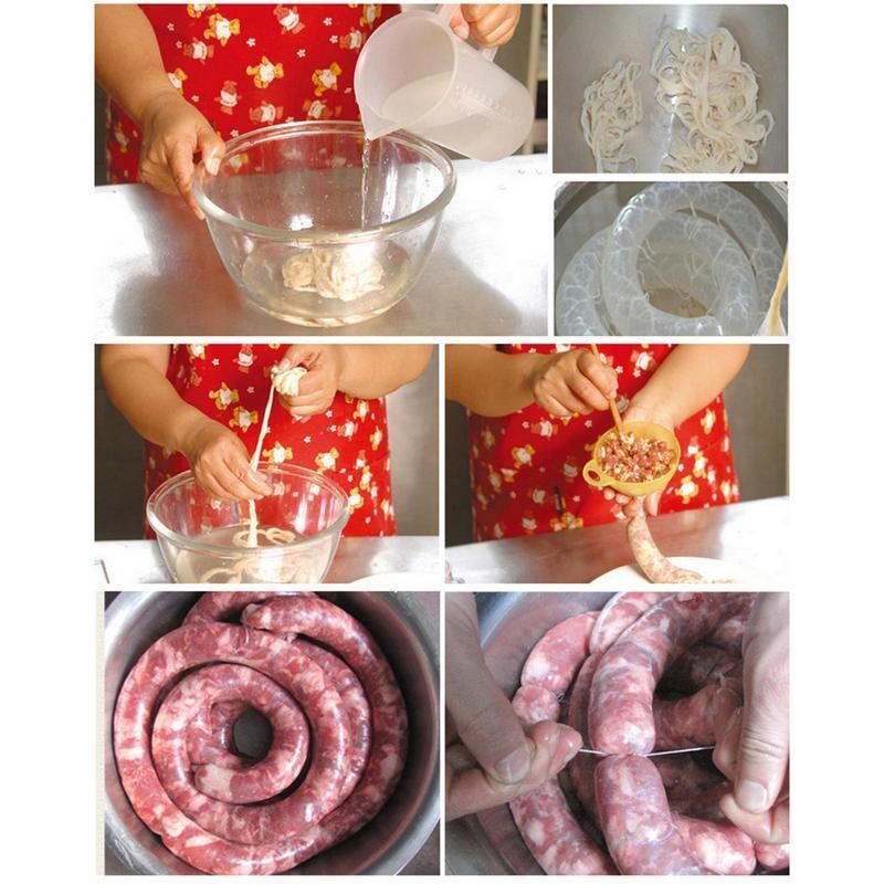 10Pcs/Bag 25M Casing Sausage 18-21mm Dry Shell Tube Filler Packaging Inedible