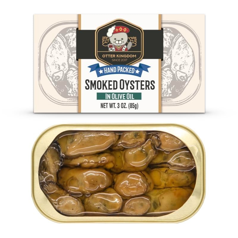 Delicious Smoked Oysters Hand Packed in Pure Oil – 3 Oz Cans, Set of 12