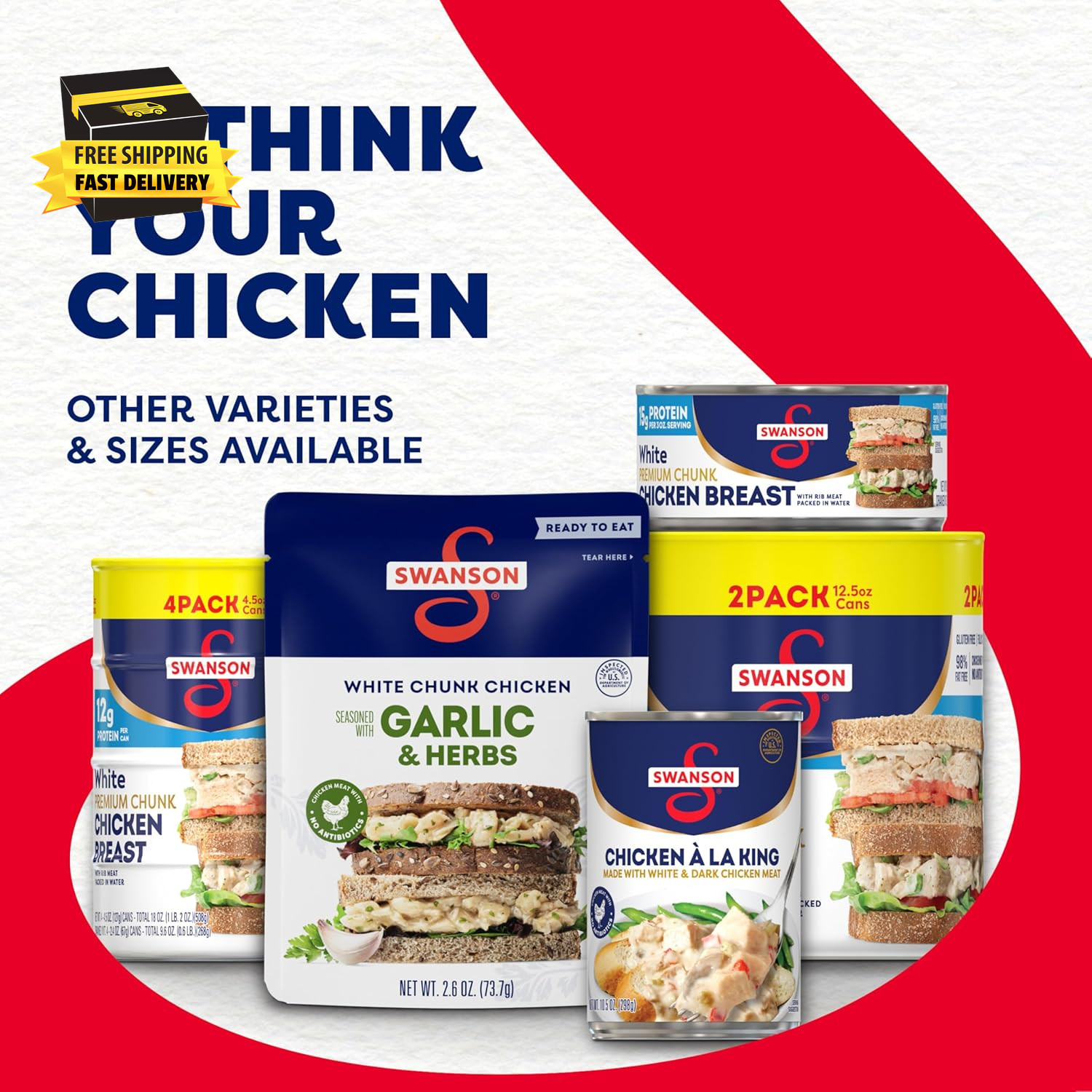 Swanson White Premium Chunk Canned Chicken Breast in Water, Fully Cooked Chicken